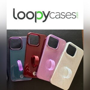 iPhone 14 Pro Max Loopy Cases Set - Sparkle Purple, Red, Lavender, Pearl